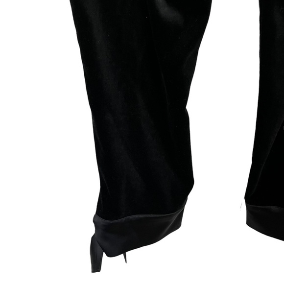 TARA JARMON Made in FRANCE Black Velvet Satin Trim Flat Front Pants Slacks sz 42 - Picture 14 of 16
